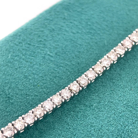 Diamond tennis bracelet 4ct of H colour VS round brilliant cut natural diamonds & 14k white gold