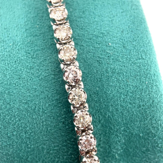 Diamond tennis bracelet 5ct of SI colour VS round brilliant cut natural diamonds & 14k white gold