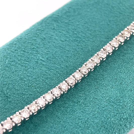 Diamond tennis bracelet 4ct of H colour VS round brilliant cut natural diamonds & 14k white gold