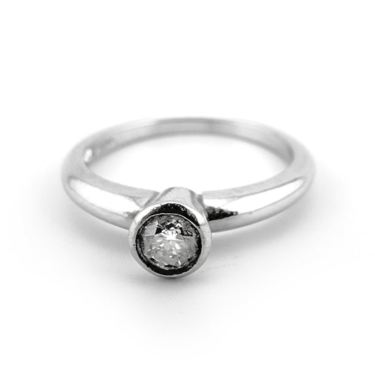 Diamond solitaire rubover ring, 0.35ct, platinum