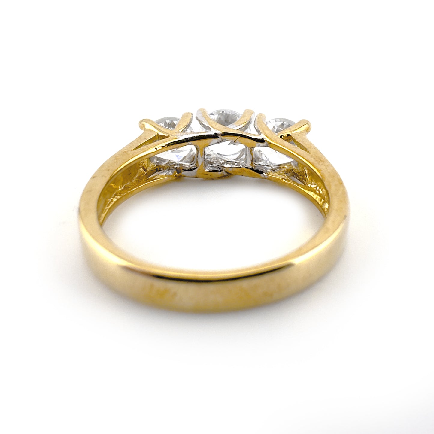 Three-stone cubic zirconia ring, 9ct yellow gold