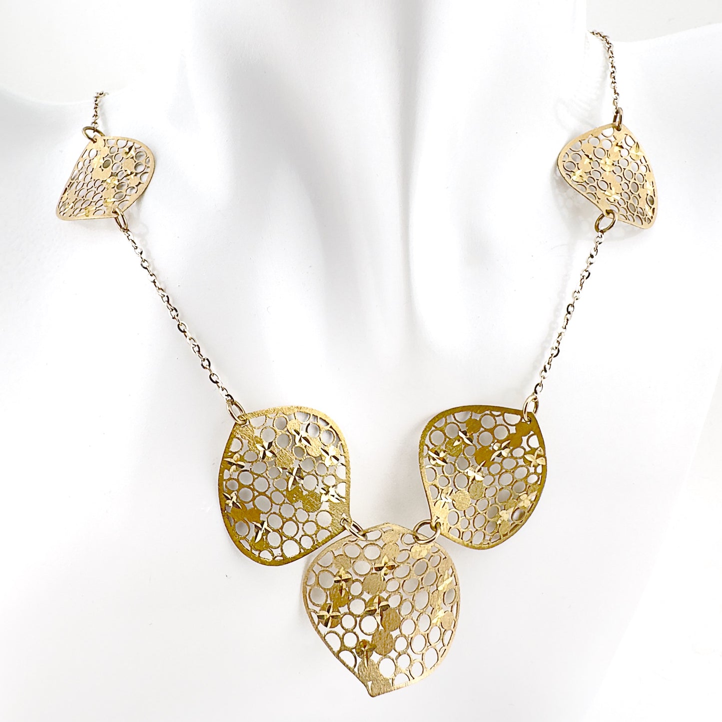 Italian wafer necklace, 9ct yellow gold with satin finish on 9ct white gold chain